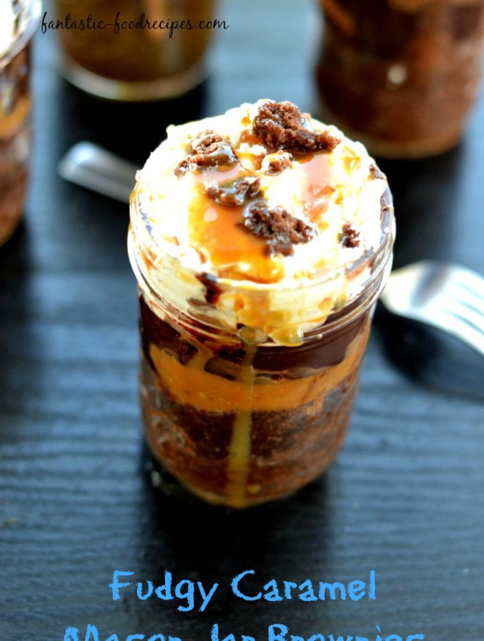 Fudgy Caramel Mason Jar Brownies