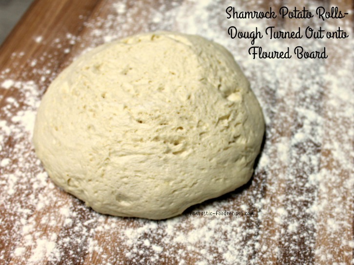 Shamrock Potato Rolls-Dough Turned Out onto Floured Surface