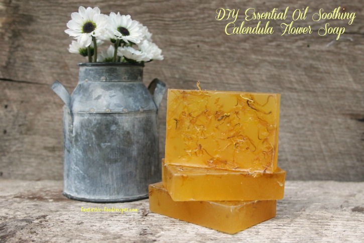 DIY Essential Oil Soothing Calendula Flower Soap 1