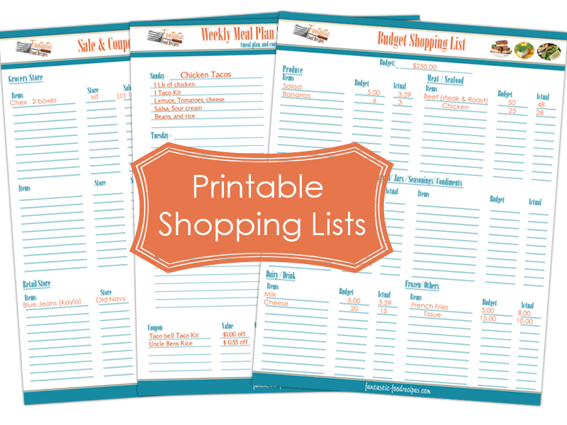 Printable Shopping Lists Make Shopping Easier